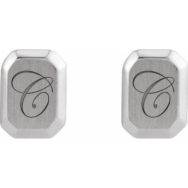 Sterling Silver Engravable Geometric Stud Earrings