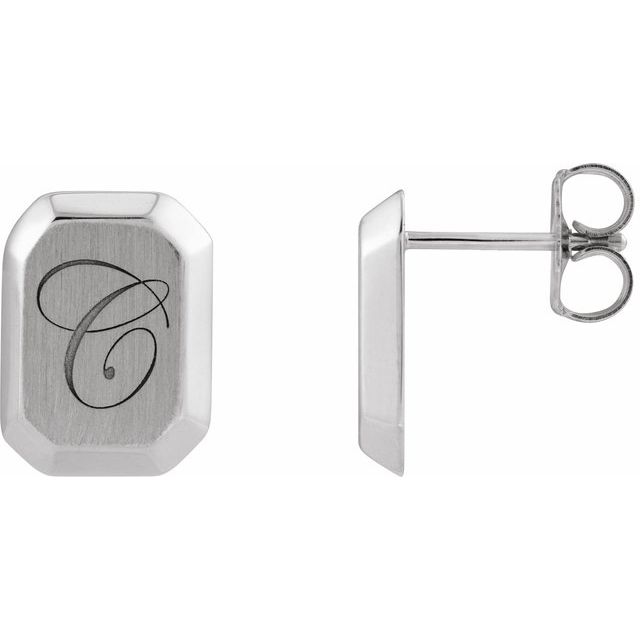 Sterling Silver Engravable Geometric Stud Earrings