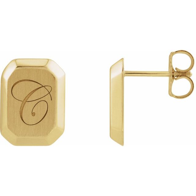 14K Engravable Geometric Stud Earrings