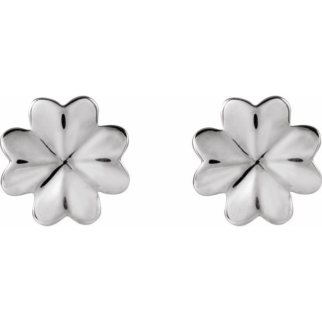 Sterling Silver Four Leaf Clover Stud Earrings