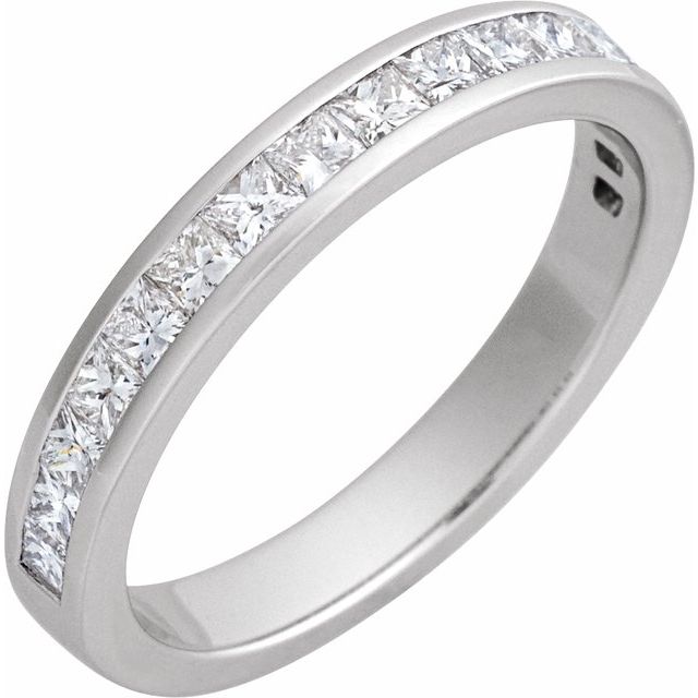 14K White 7/8 CTW Natural Diamond Channel-Set Band