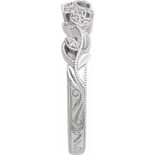 14K White .07 CTW Natural Diamond Matching Band