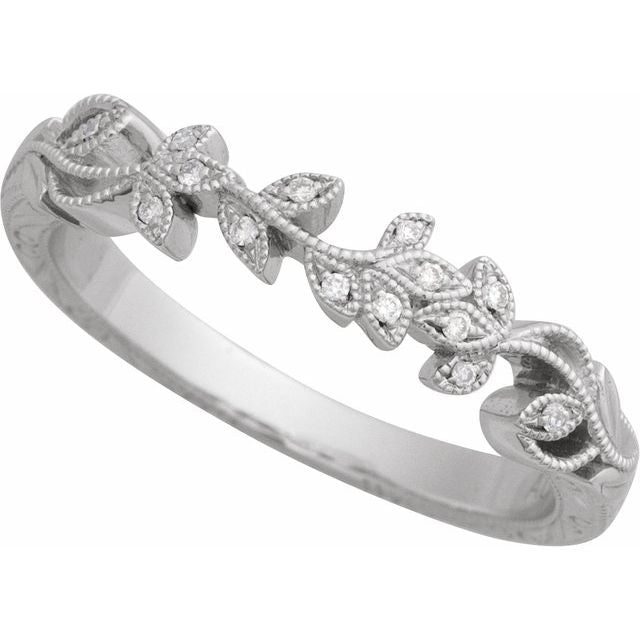 14K White .07 CTW Natural Diamond Matching Band