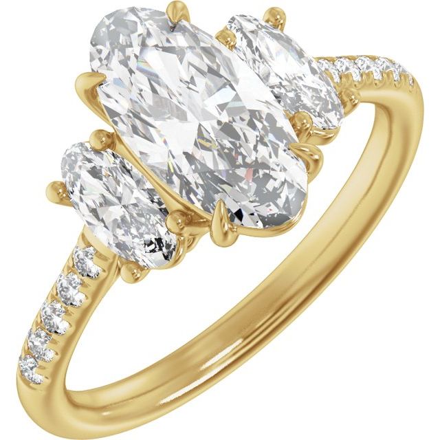 2 3/4 CTW Lab-Grown Diamond Three-Stone Engagement Ring