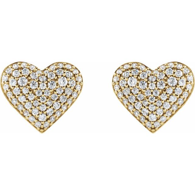 14K 1/2 CTW Lab-Grown Diamond Puffed Heart Earrings