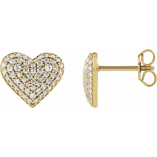 14K 1/2 CTW Lab-Grown Diamond Puffed Heart Earrings