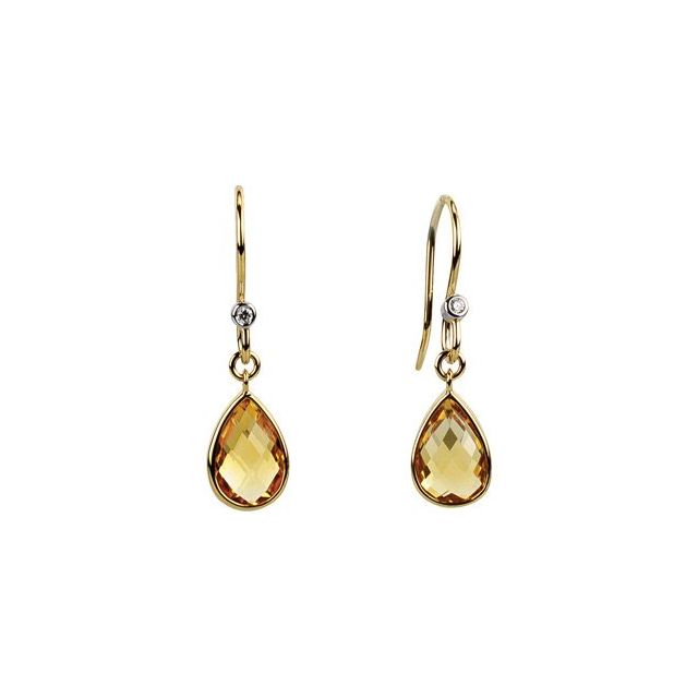 14K Natural Citrine & .02 CTW Natural Diamond Earrings