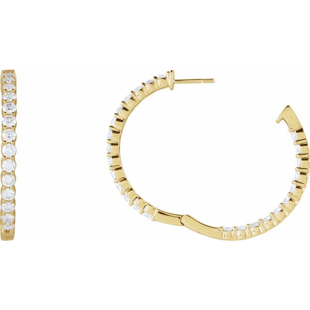 14K 4 CTW Lab-Grown Diamond Inside-Outside Hinged Hoop Earrings