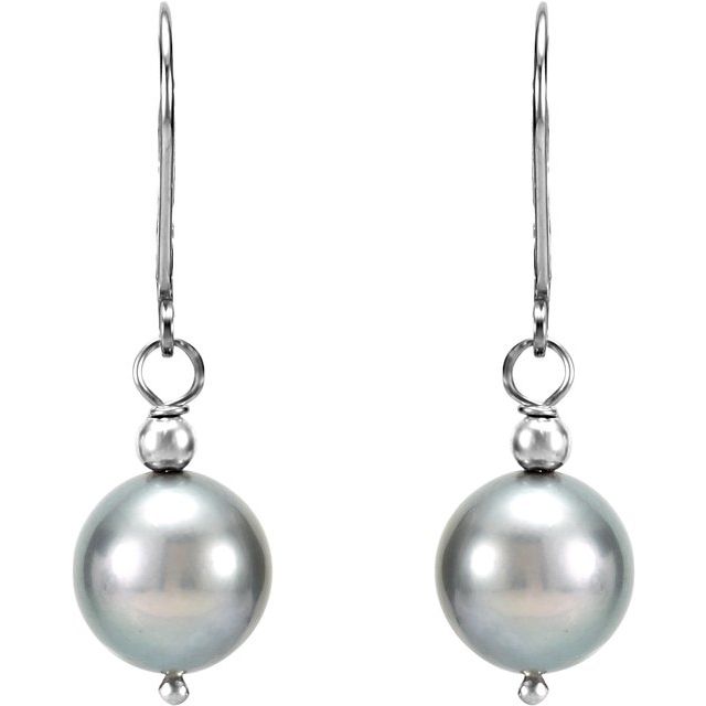 Sterling Silver Cultured Gray Freshwater Pearl Earrings