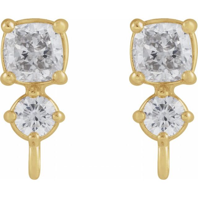 14K Cushion 1/3 CTW Natural Diamond Earring Top