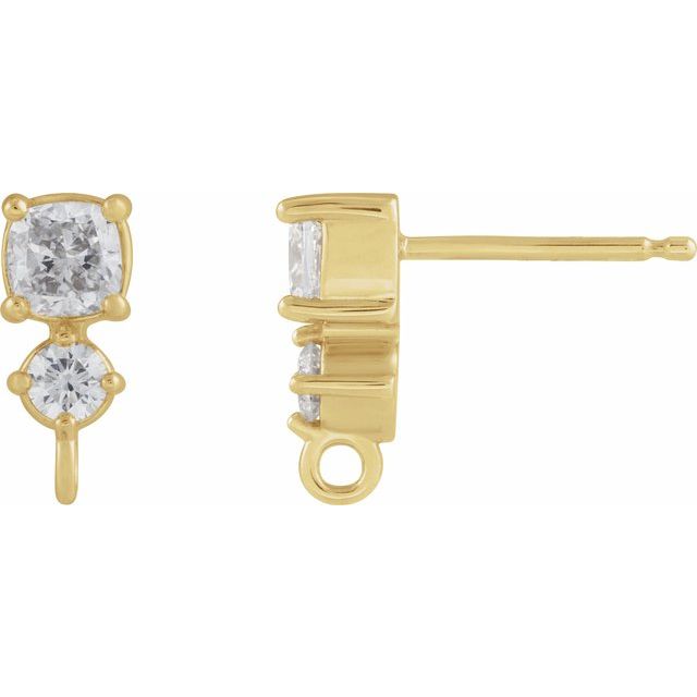 14K Cushion 1/3 CTW Natural Diamond Earring Top