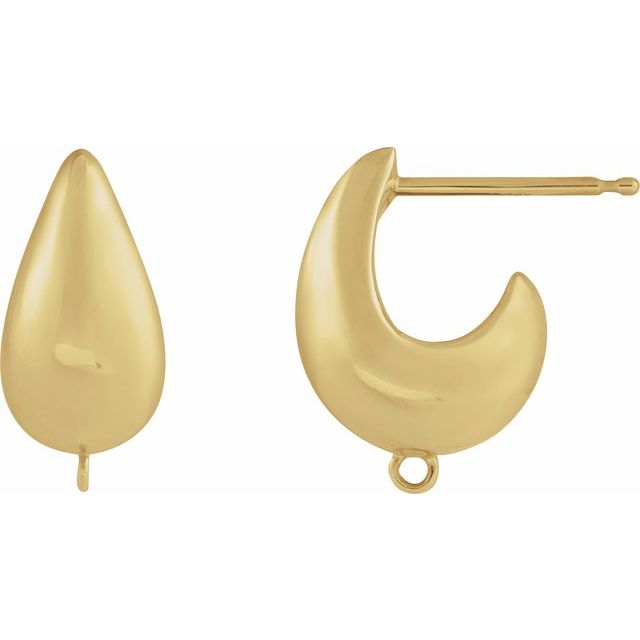 14K Puffed Hoop Earring Top