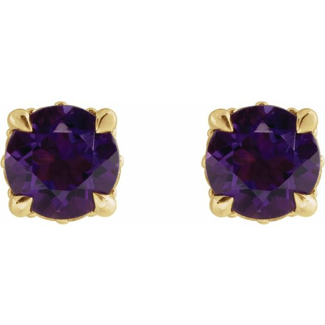 14K Lab-Grown Blue Sapphire & .06 CTW Natural Diamond Semi-Set Hidden Halo-Style Stud Earrings