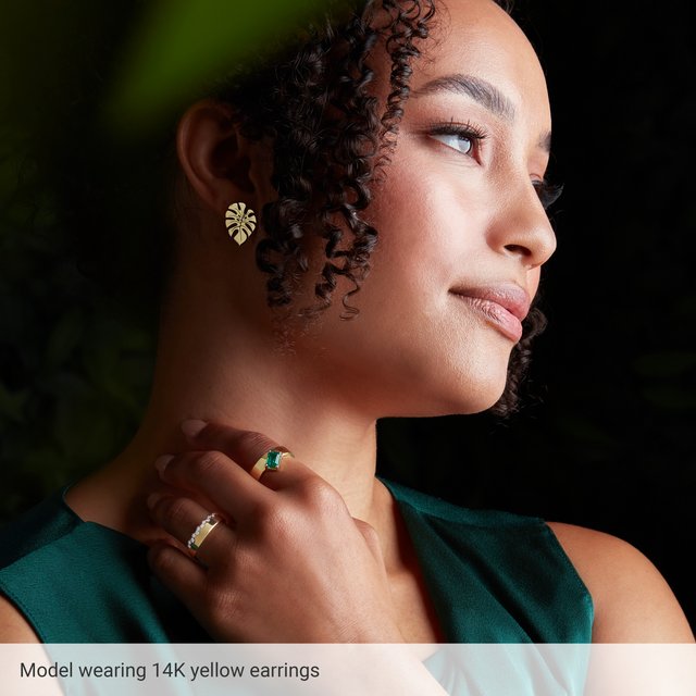 Sterling Silver Monstera Leaf Stud Earrings