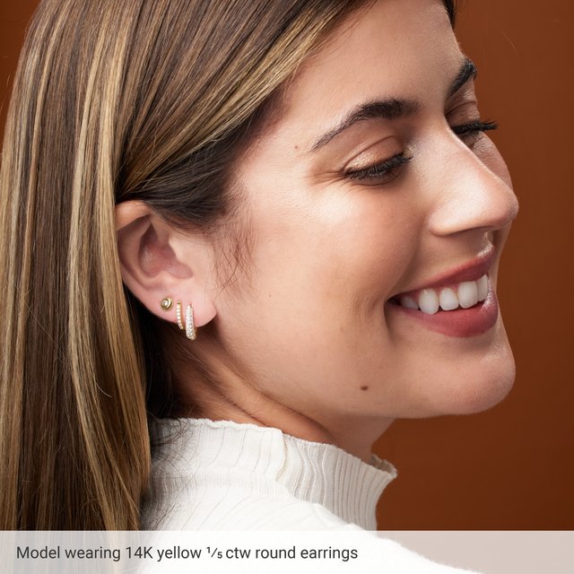 14K .03 CT Lab-Grown Diamond Domed Bezel-Set Earring