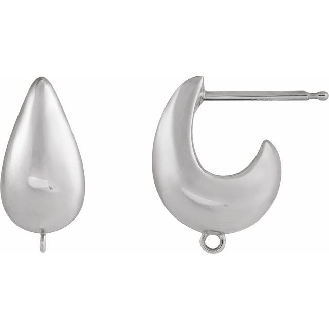 Sterling Silver Puffed Hoop Earring Top