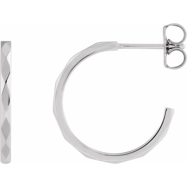 Sterling Silver Faceted Hoop Earrings