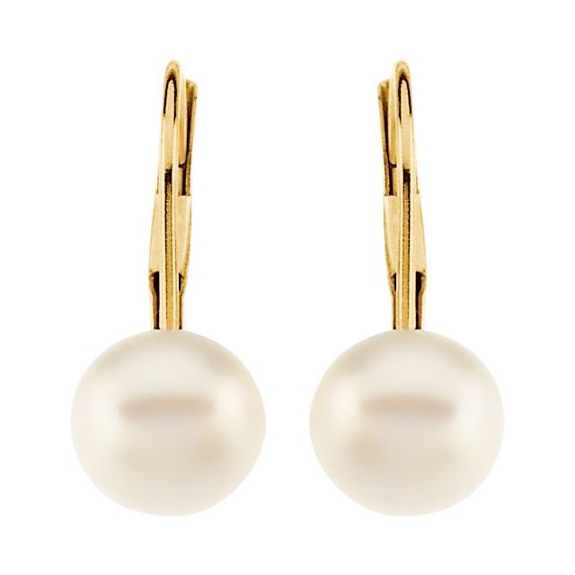 14K Cultured Freshwater Pearl Lever Back Earrings