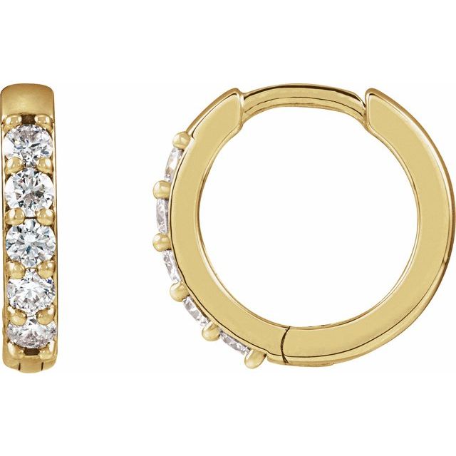 14K .08 CTW Natural Diamond Hinged Hoop Earrings