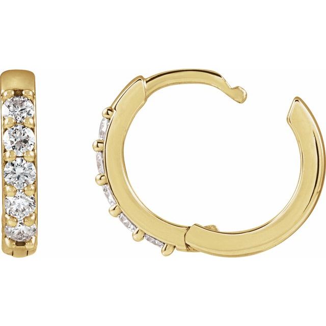 14K .08 CTW Natural Diamond Hinged Hoop Earrings