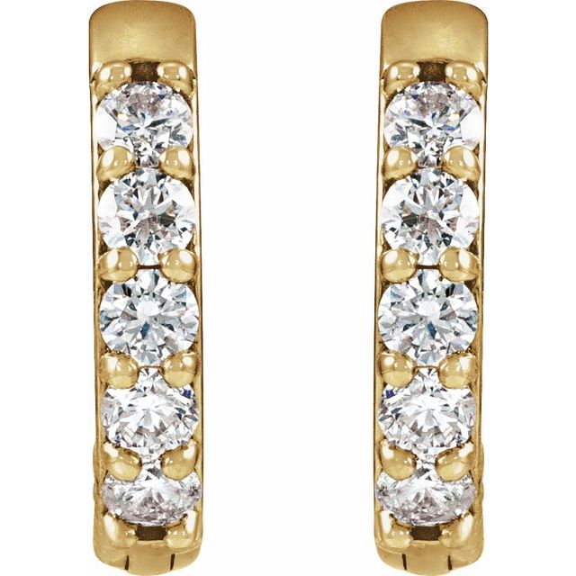 14K .08 CTW Natural Diamond Hinged Hoop Earrings