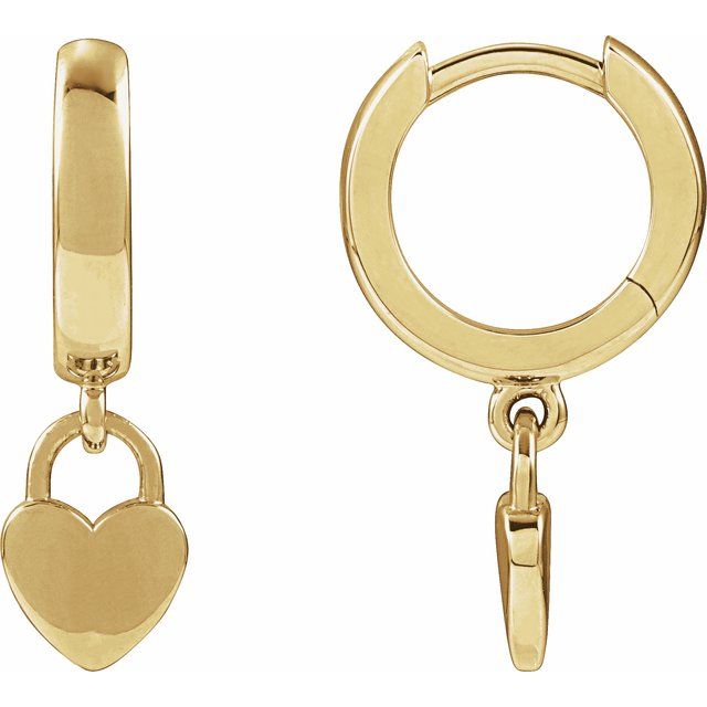 14K Hinged Heart Hoop Earrings