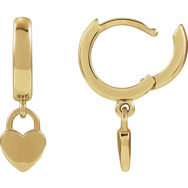 14K Hinged Heart Hoop Earrings