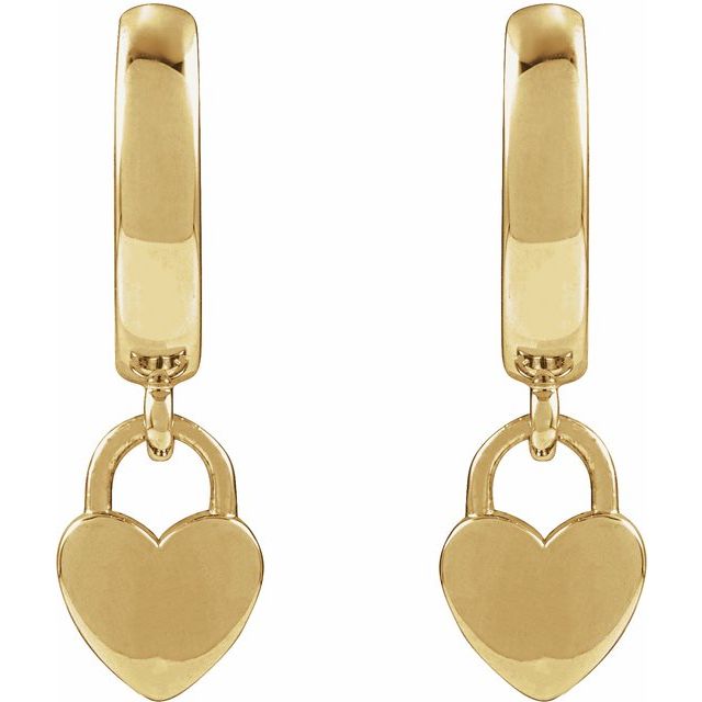 14K Hinged Heart Hoop Earrings