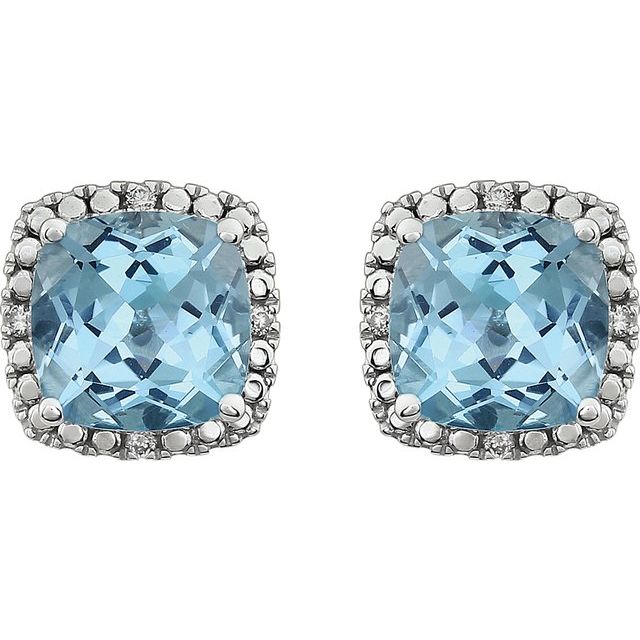 14K Natural Sky Blue Topaz & .06 CTW Natural Diamond Earrings