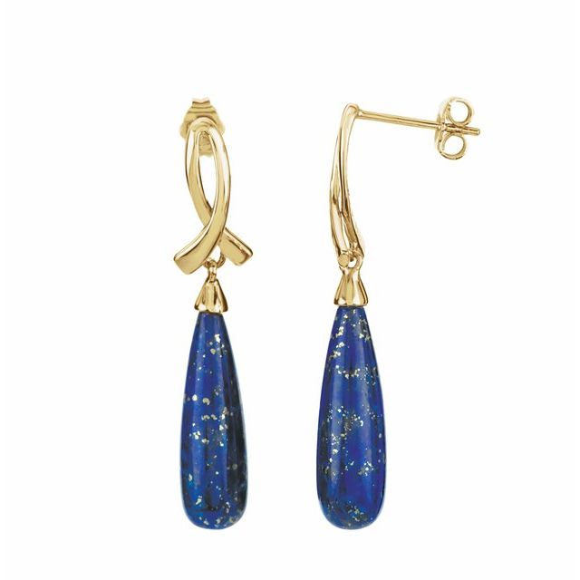 14K Natural Lapis Earrings