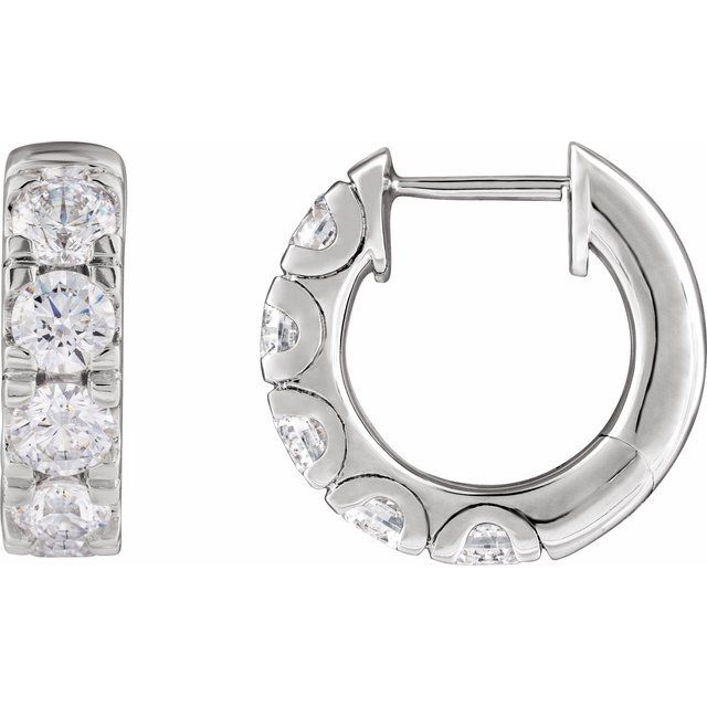 14K 1 7/8 CTW Lab-Grown Diamond Hinged Hoop Earrings
