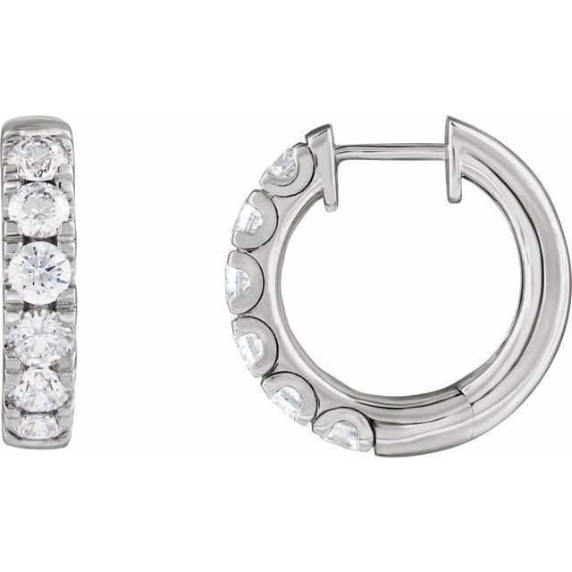 14K 1 7/8 CTW Lab-Grown Diamond Hinged Hoop Earrings