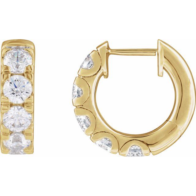 14K 1 7/8 CTW Lab-Grown Diamond Hinged Hoop Earrings