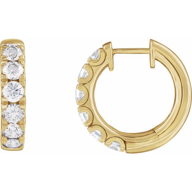 14K 1 7/8 CTW Lab-Grown Diamond Hinged Hoop Earrings