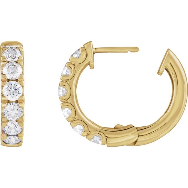 14K 1 7/8 CTW Lab-Grown Diamond Hinged Hoop Earrings