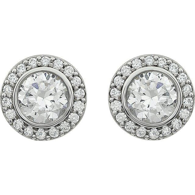 Sterling Silver Imitation Cubic Zirconia Halo-Style Earrings
