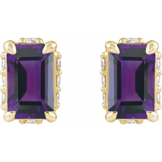 14K Natural Amethyst & .06 CTW Natural Diamond Stud Earrings
