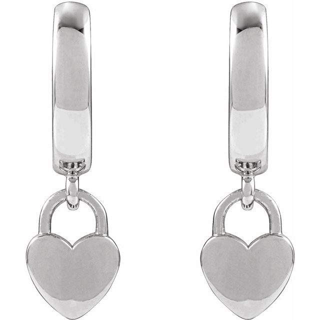 Sterling Silver Hinged Heart Hoop Earrings