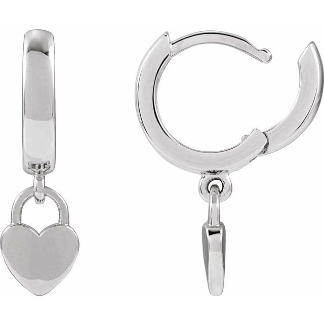 Sterling Silver Hinged Heart Hoop Earrings