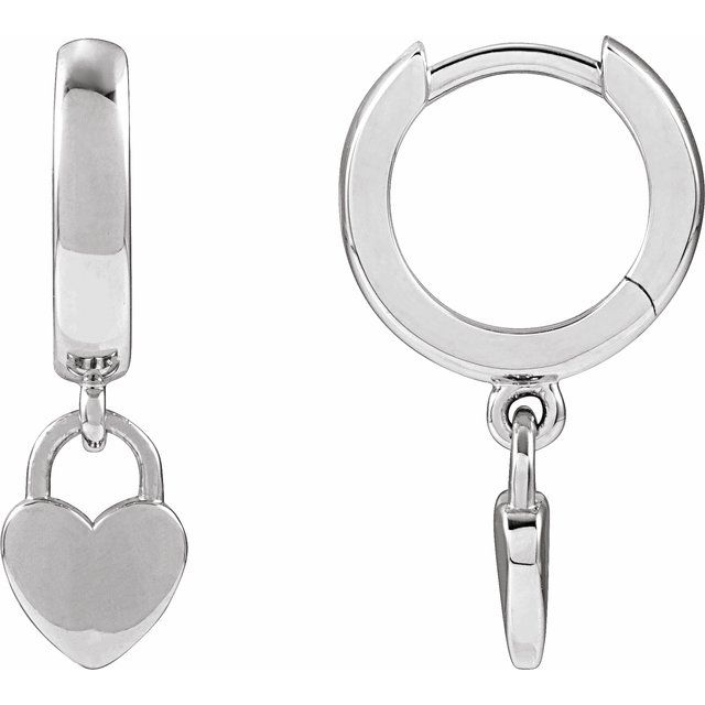 Sterling Silver Hinged Heart Hoop Earrings