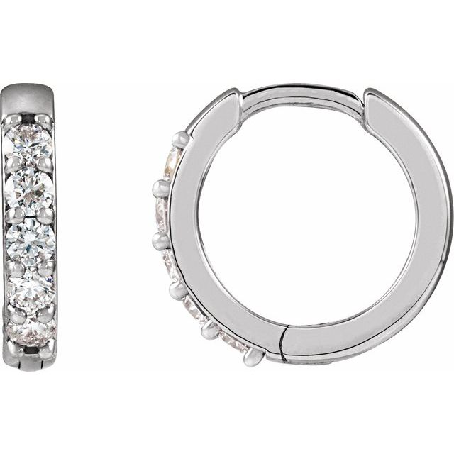 14K .08 CTW Natural Diamond Hinged Hoop Earrings