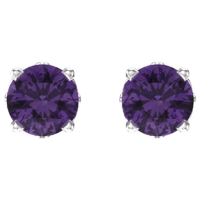 14K Natural Amethyst 4-Prong Scroll Setting® Stud Earrings