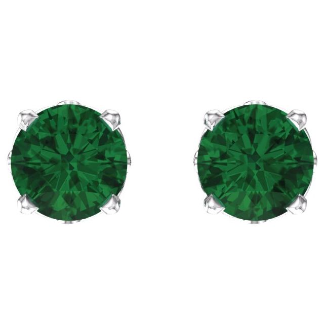 14K Lab-Grown Emerald 4-Prong Scroll Setting® Stud Earrings