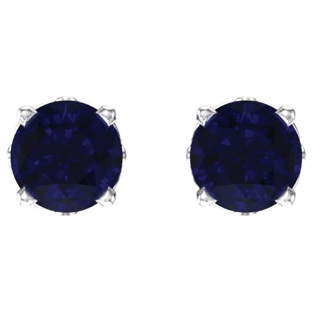 14K Lab-Grown Sapphire 4-Prong Scroll Setting® Stud Earrings