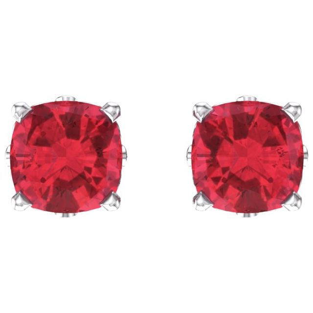 14K Cushion Lab-Grown Ruby Earrings