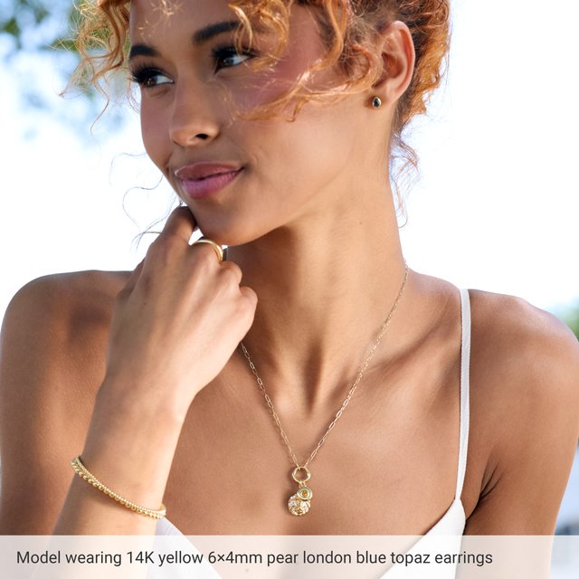 14K Natural Citrine Cabochon Earrings