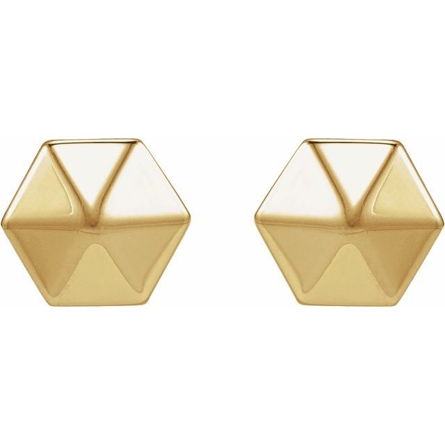 14K Hexagon Earring