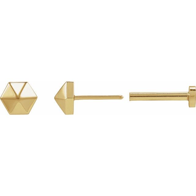 14K Hexagon Earring