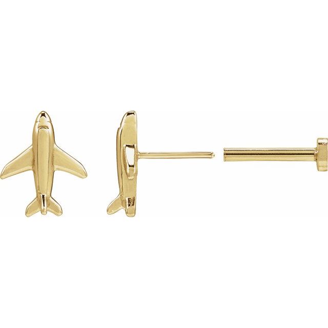 14K Airplane Earring