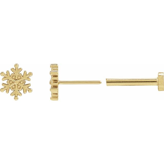 14K Snowflake Stud Earring